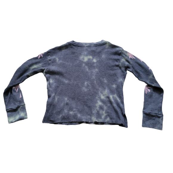 Rowdy Sprout Tie Dye Palm Tree Boxy Thermal Long Sleeve Crop Top Girl Sz 8 - Picture 5 of 7